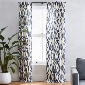 West Elm Cotton Canvas Scribble Lattice Curtains Set